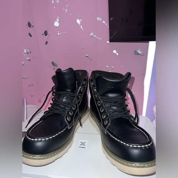 Men’s Lug Black Faux leather boots size 9.5 - Picture 3 of 6